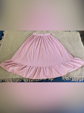 Vintage Westernwear Skirt Country Romance Pink Floral Ruffled Skirt 26" waist